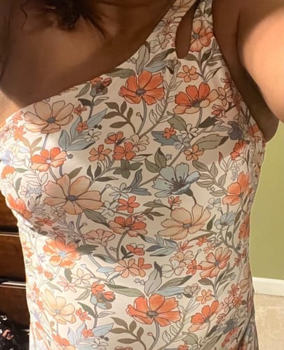 Customer photo review of Emoswim - One-Shoulder Badekleid für Damen Bauchweg Badeanzug mit Rock - Blume