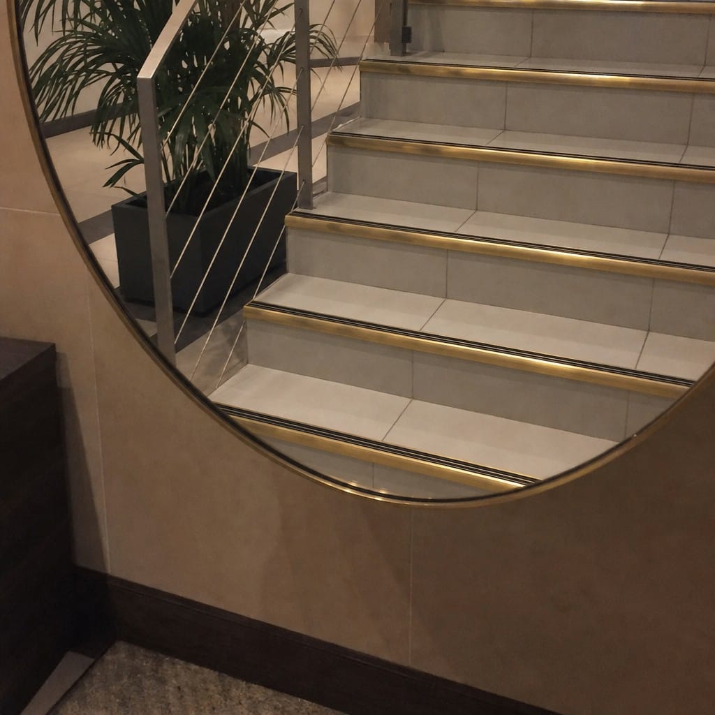 Customer photo review of Solid Brass Ramped Stair Nosing 83x40mm Cut to Any Size