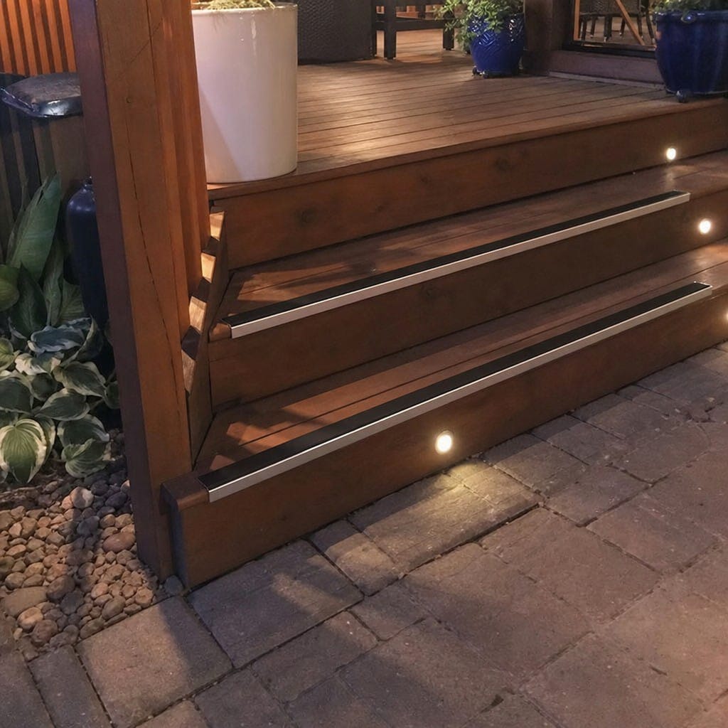 Customer photo review of Black, Bronze & Mirror Aluminium Stair Nosing 70x32mm Square Edge, Single Anti-Slip Insert
