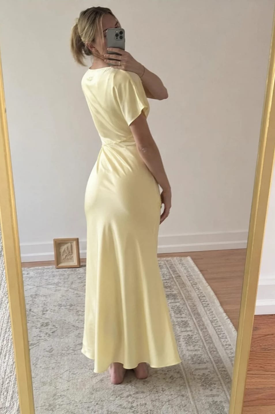 Customer photo review of Satin Two-Piece Blouse And Skirt Set With Lace Trim