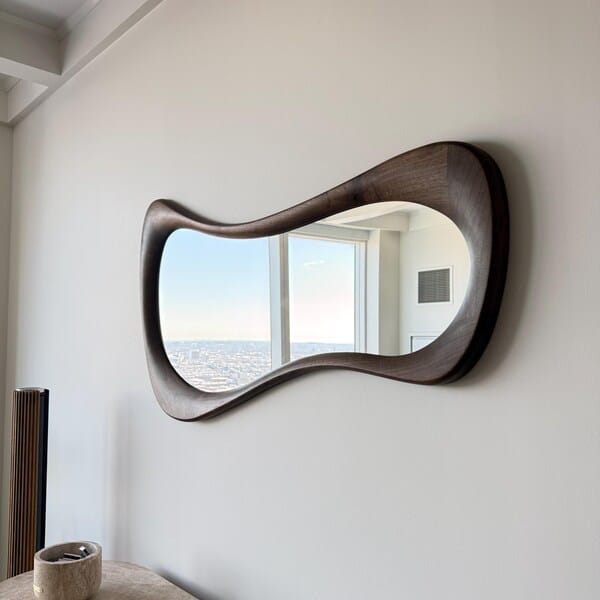Customer photo review of Walnut Asymmetrical Wall Mirror – Luna