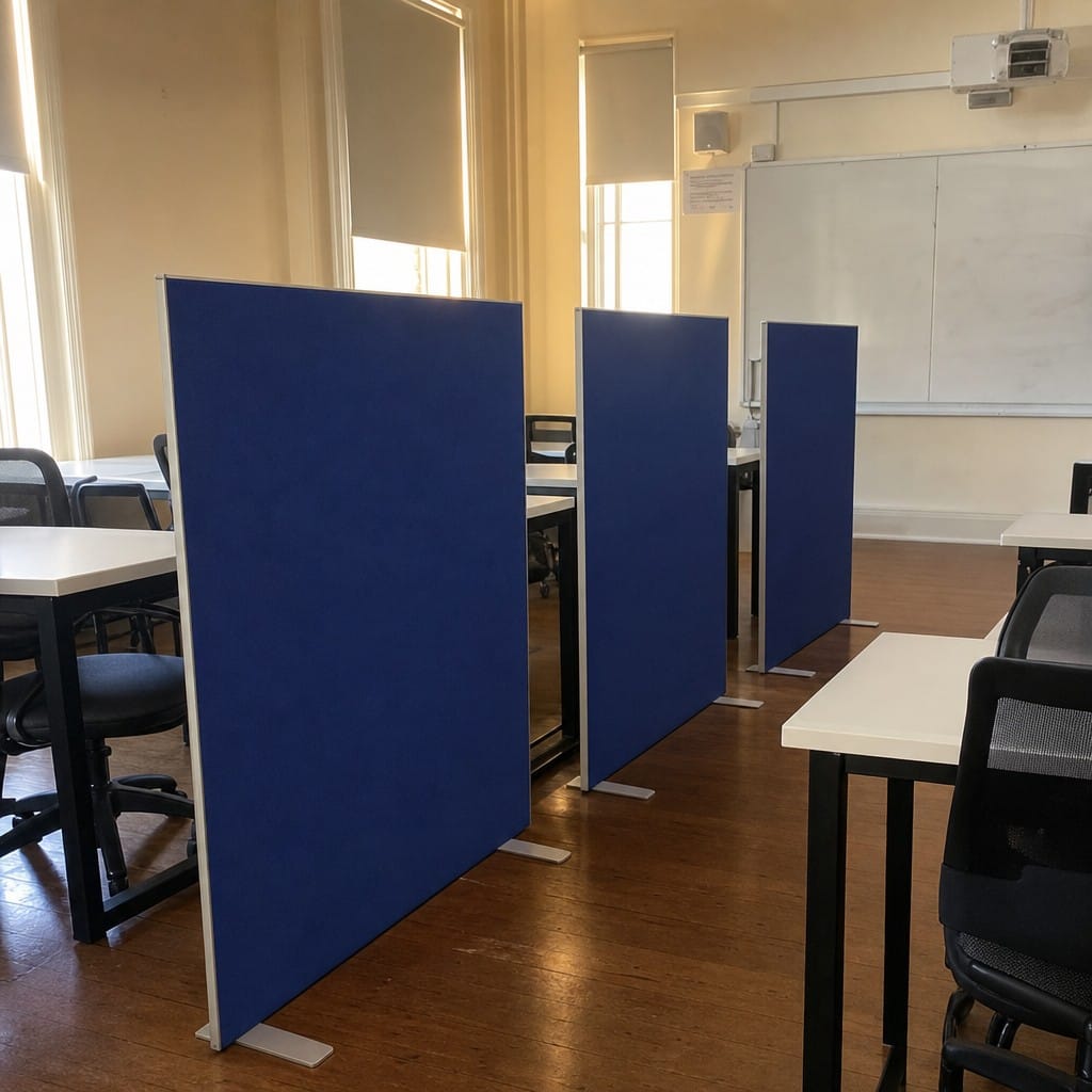 Customer photo review of Floor Standing Office Partition Screen - Fabric Room Divider