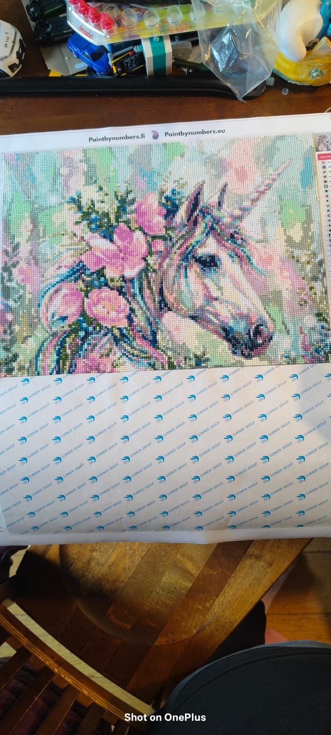 Customer photo review of Floral Unicorn 40x50cm - Timanttimaalaus