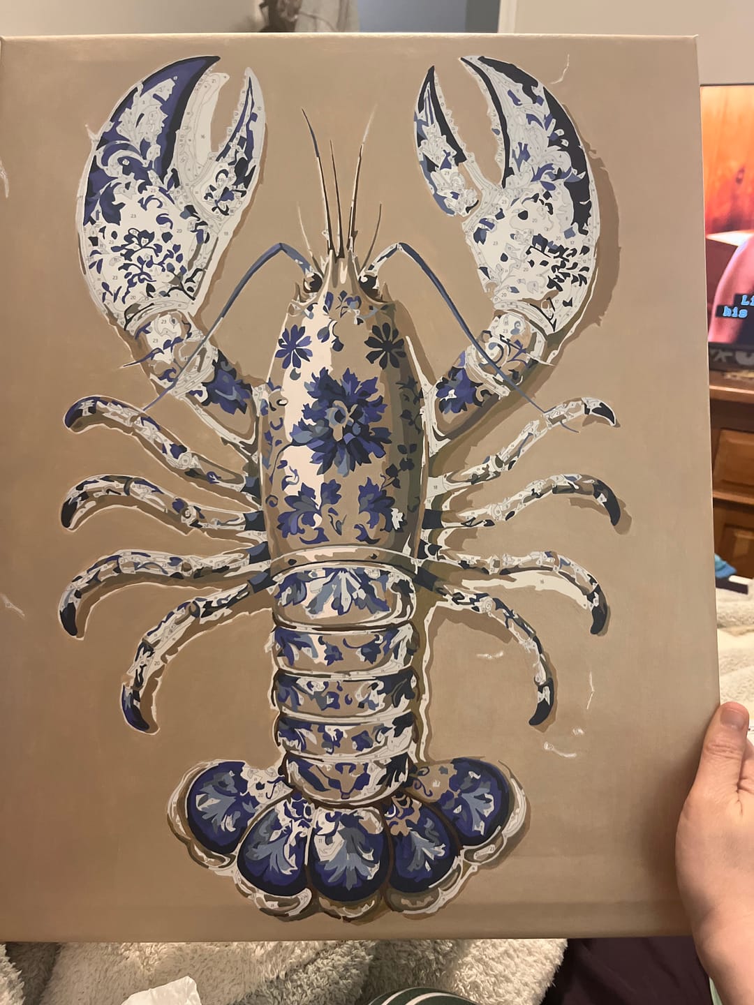 Customer photo review of Delft Lobster | Paint by Number