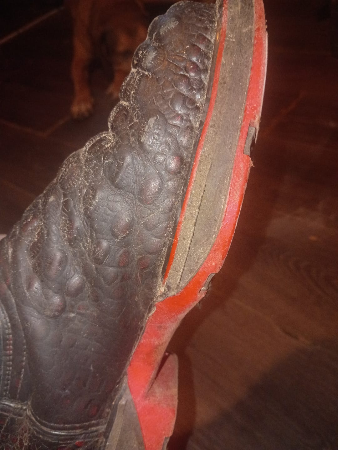 Customer photo review of Black Cherry Caiman Hornback Leather Boots With 3D Lightweight Sole - Composite Toe