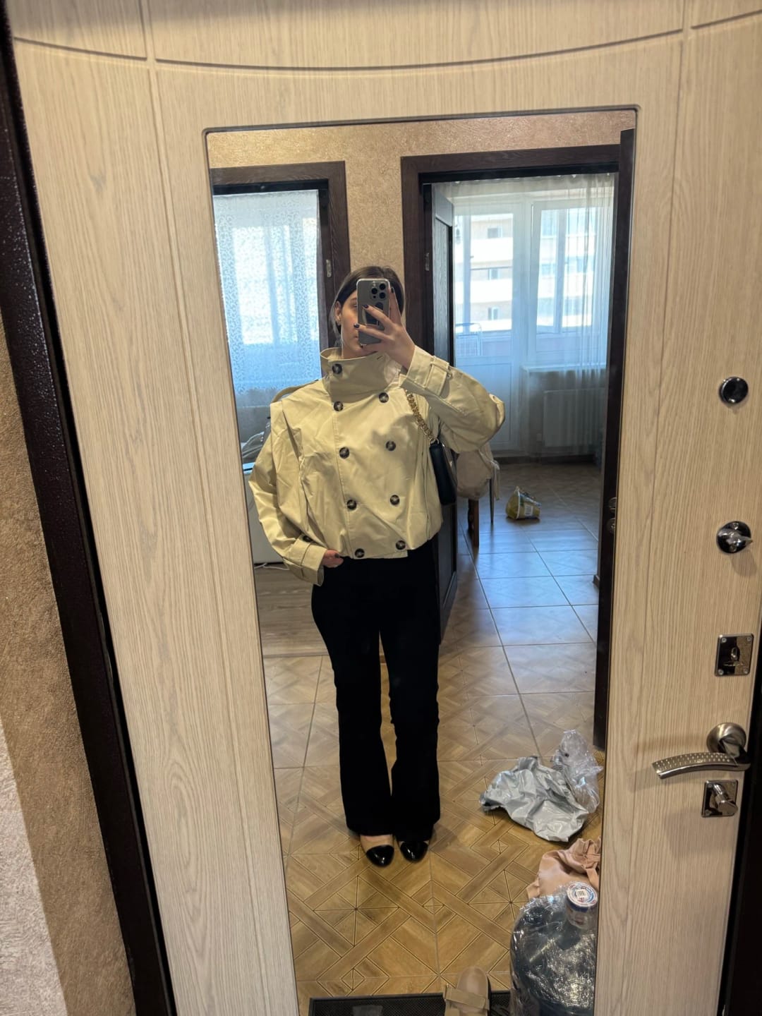 Customer photo review of Gloria Pleated Trench Coat