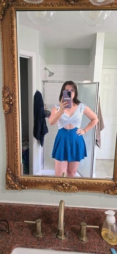 Customer photo review of Emoswim - Damen Badeanzug Rüschen Cut-Out Badekleid Bauchweg V-Ausschnitt Wickel-Bademode