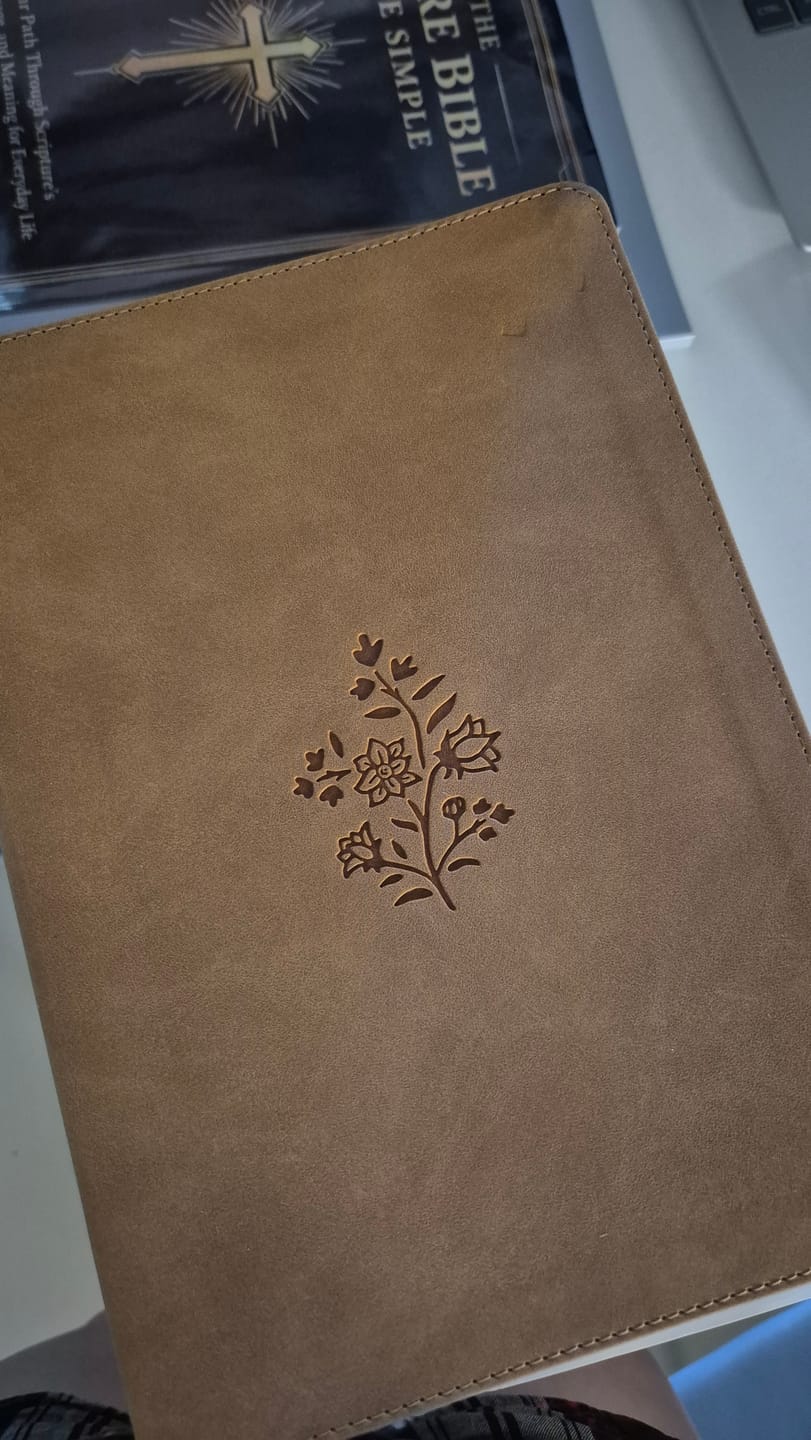 Customer photo review of ESV Single Column Journaling Bible®, Large Print (Caramel)
