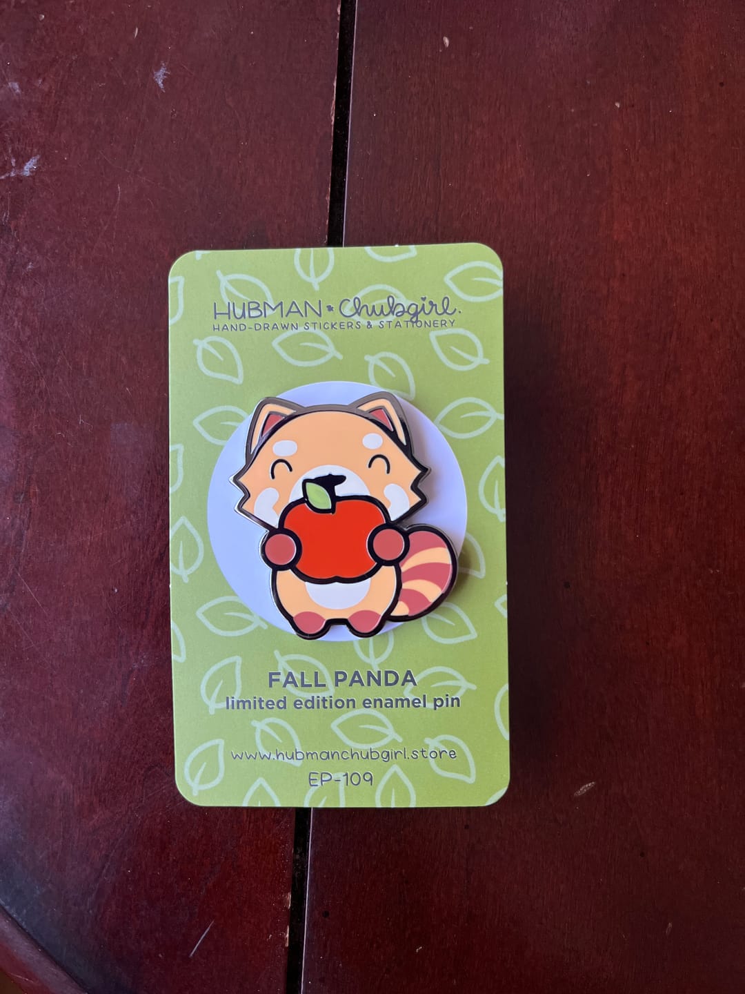 Customer photo review of Fall Panda Pin