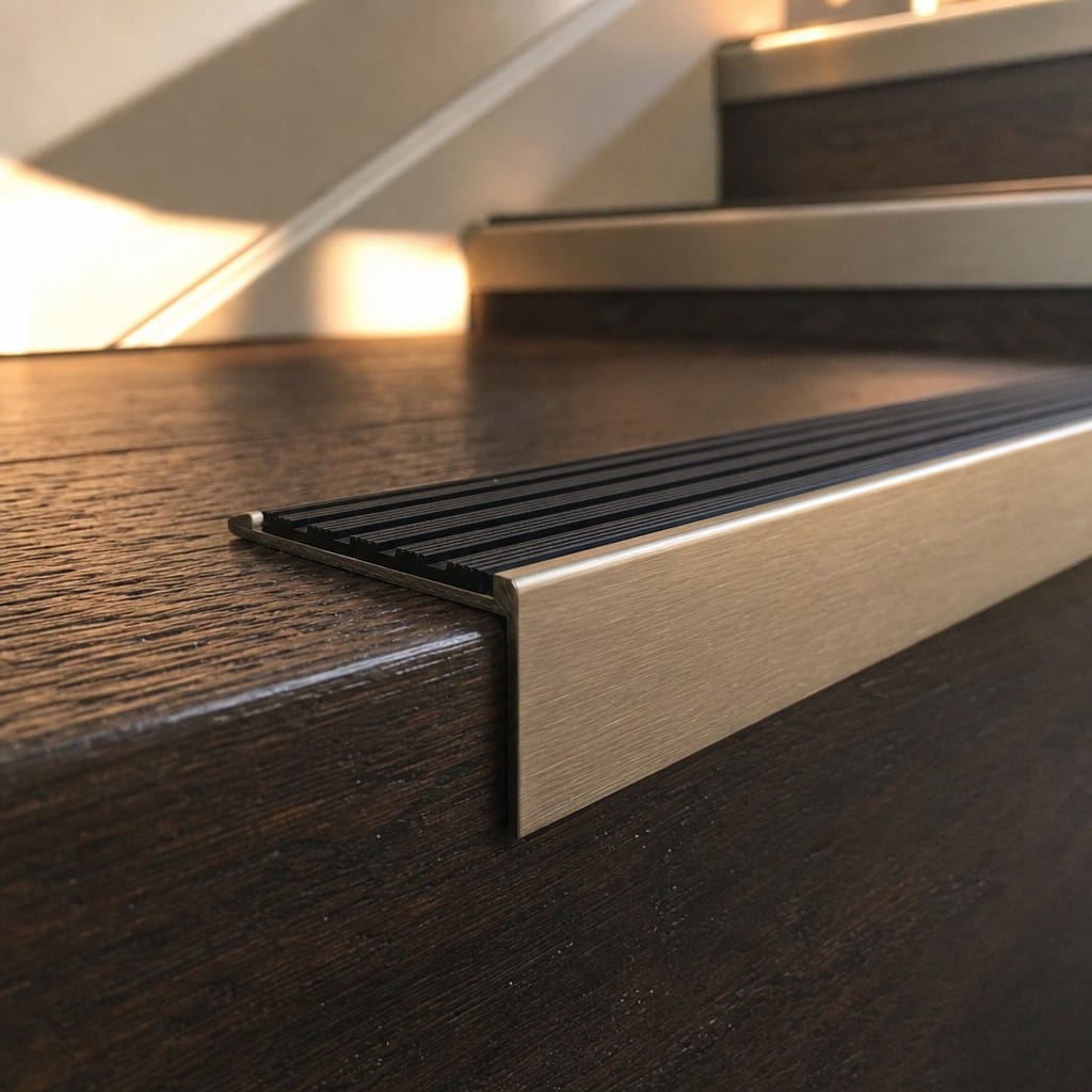 Customer photo review of Aluminium Stair Nosing 59x30mm Square Back, Bronze & Black
