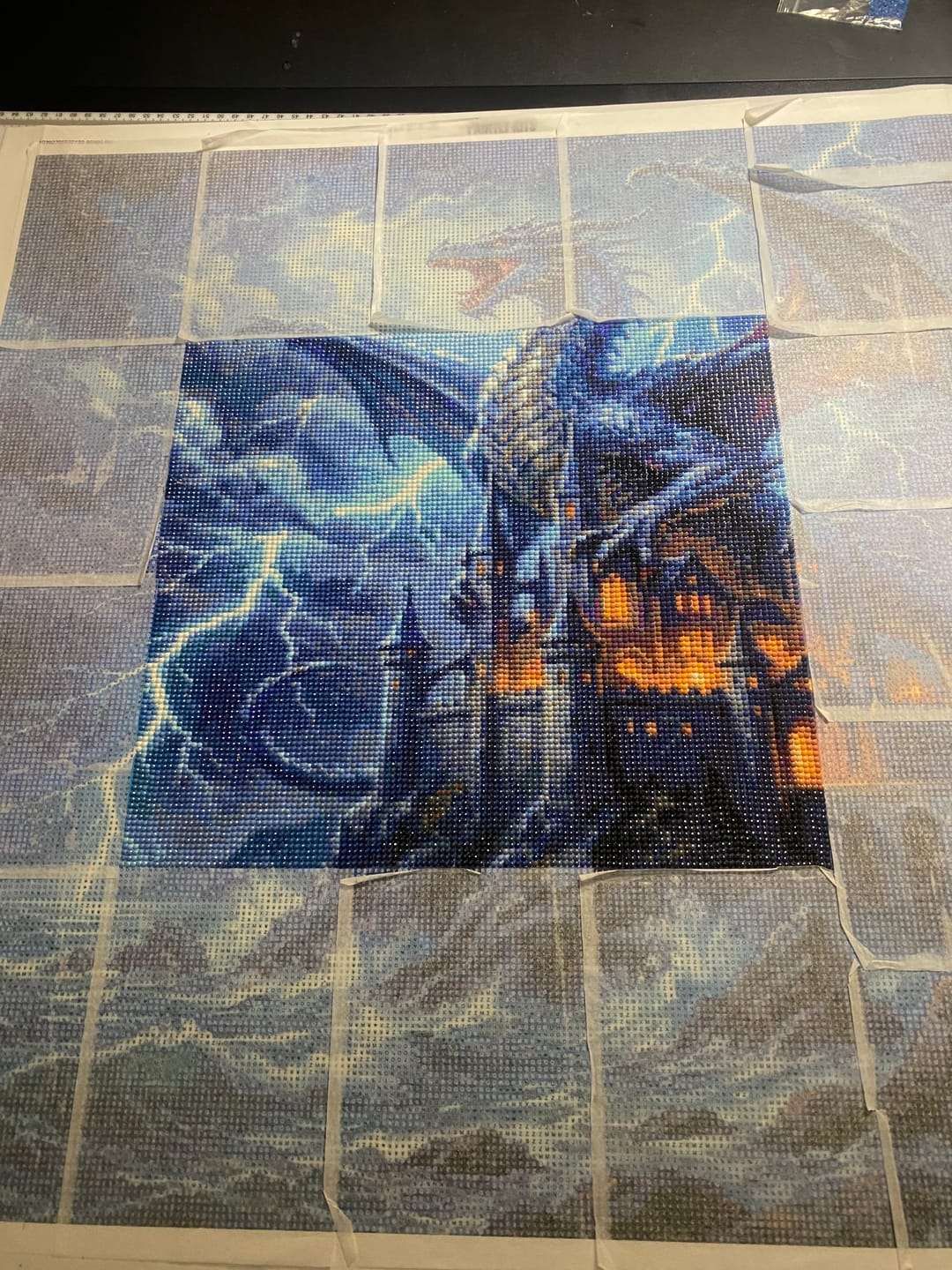 Customer photo review of Dragon Flying Stormy Castle Lightning (Diamond Painting)