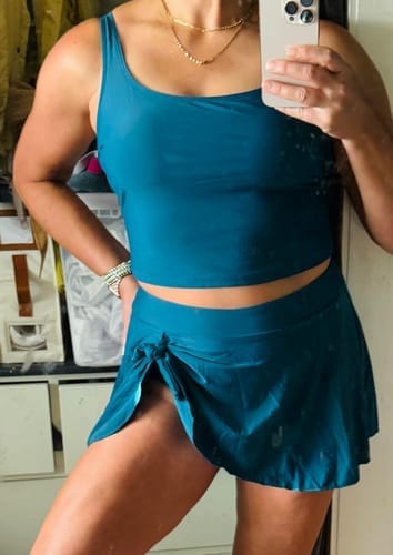 Customer photo review of Emoswim - Tankini Badeanzug für Damen Bauchweg Zweiteilige Bademode High Waist Tanktop mit Baderock