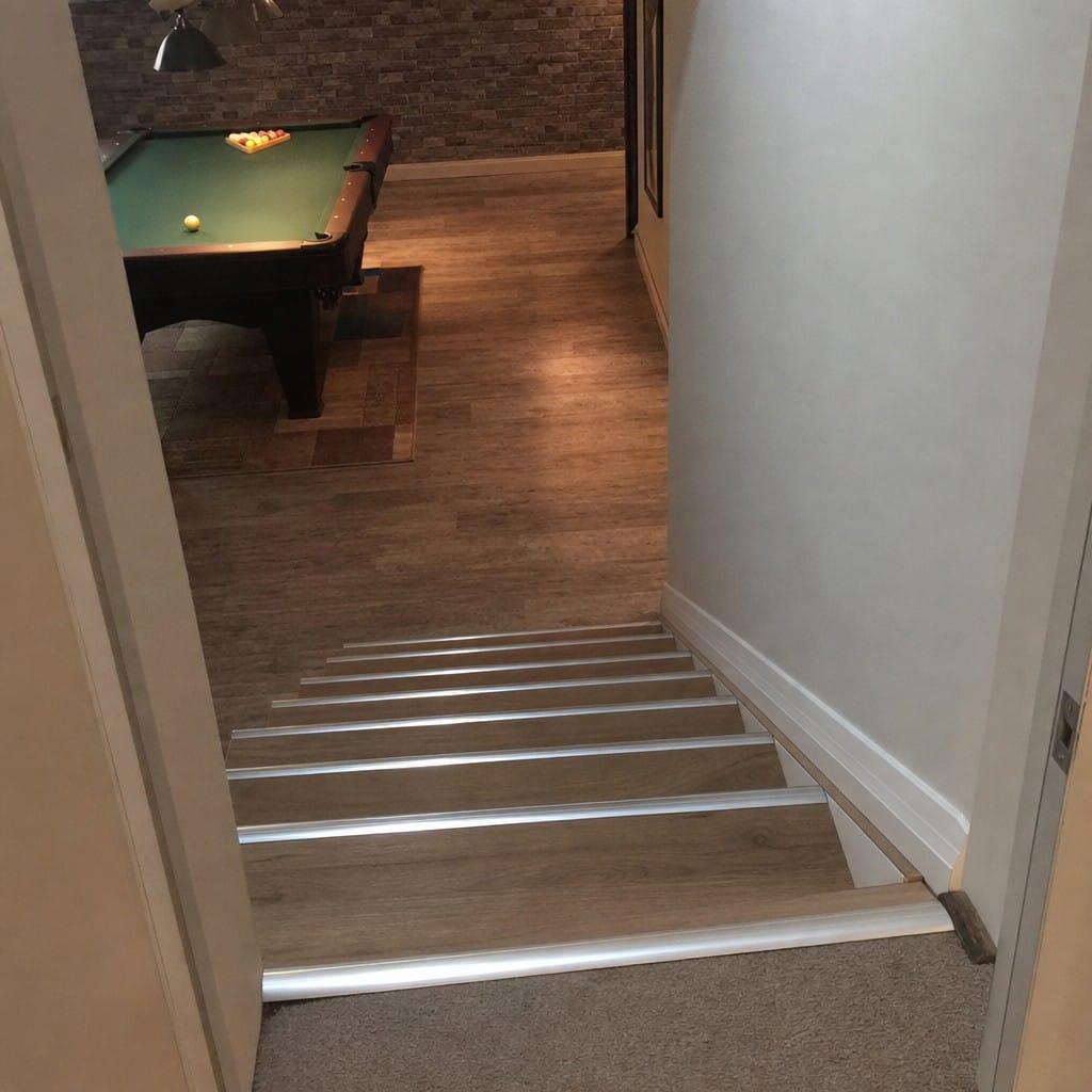 Customer photo review of Aluminium Bullnose Stair Nosing 70.58x55mm Cut to Any Size