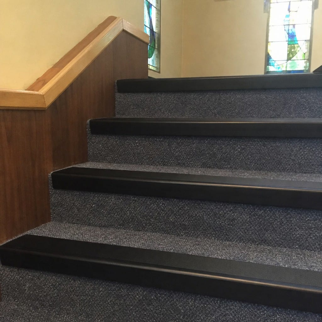 Customer photo review of Raked Back Stair Nosing 62x55mm Aluminium, Bronze & Black Anodised
