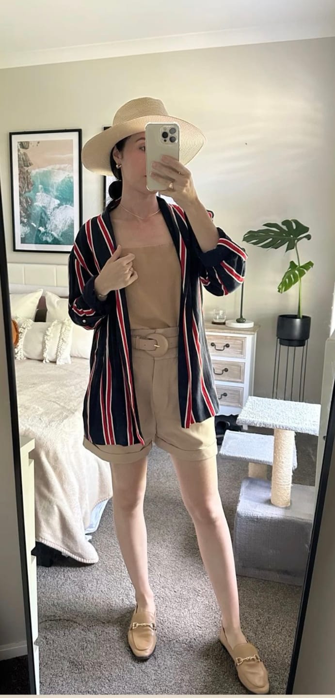 Customer photo review of Beige Genuine Leather Belt - Arch Buckle