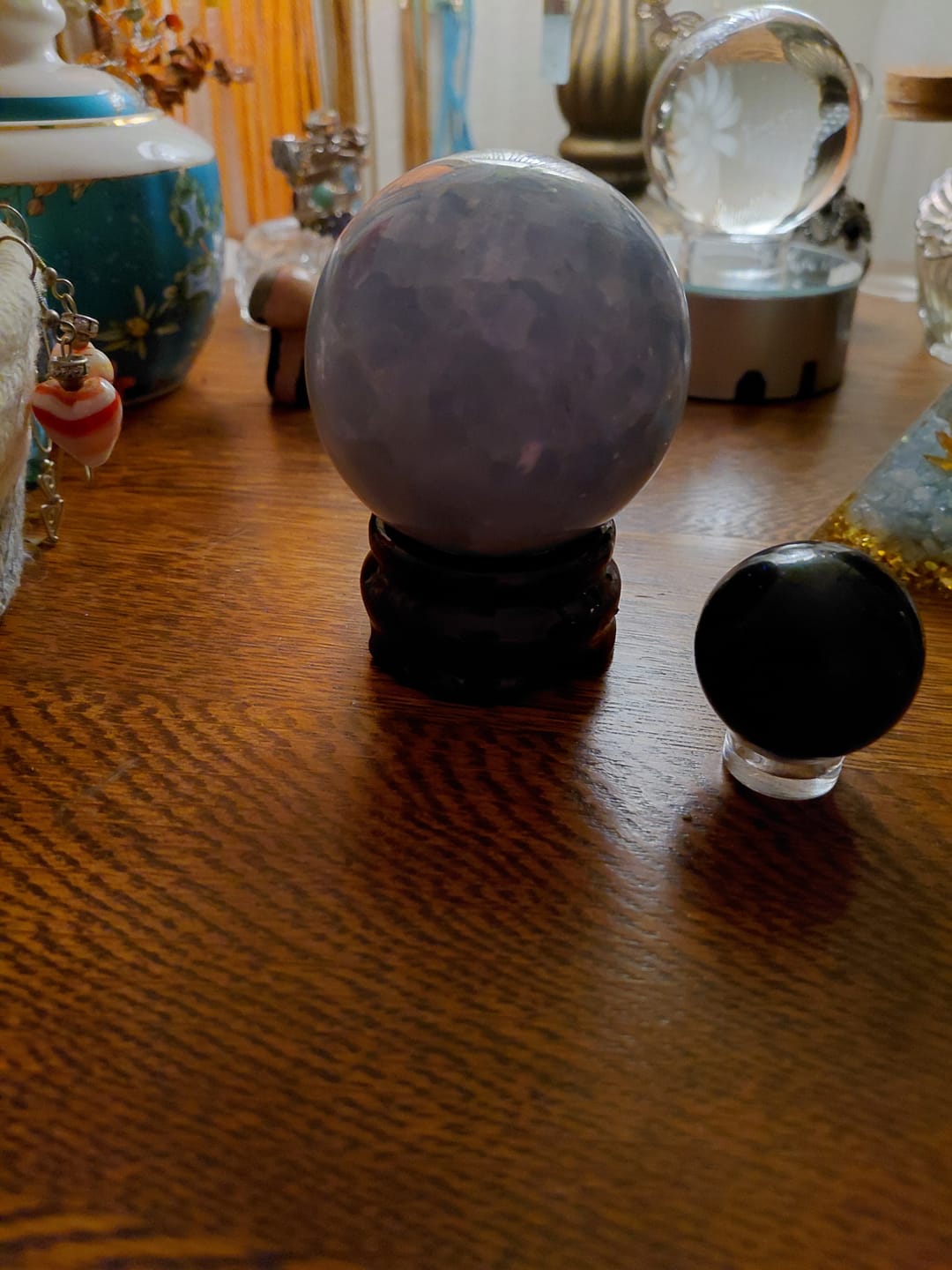 Customer photo review of Calcite Blue Sphere – Serene Calm and Tranquility