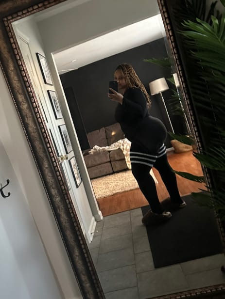 Customer photo review of Plus Size Women's Extra Long Thigh High Stripes Socks