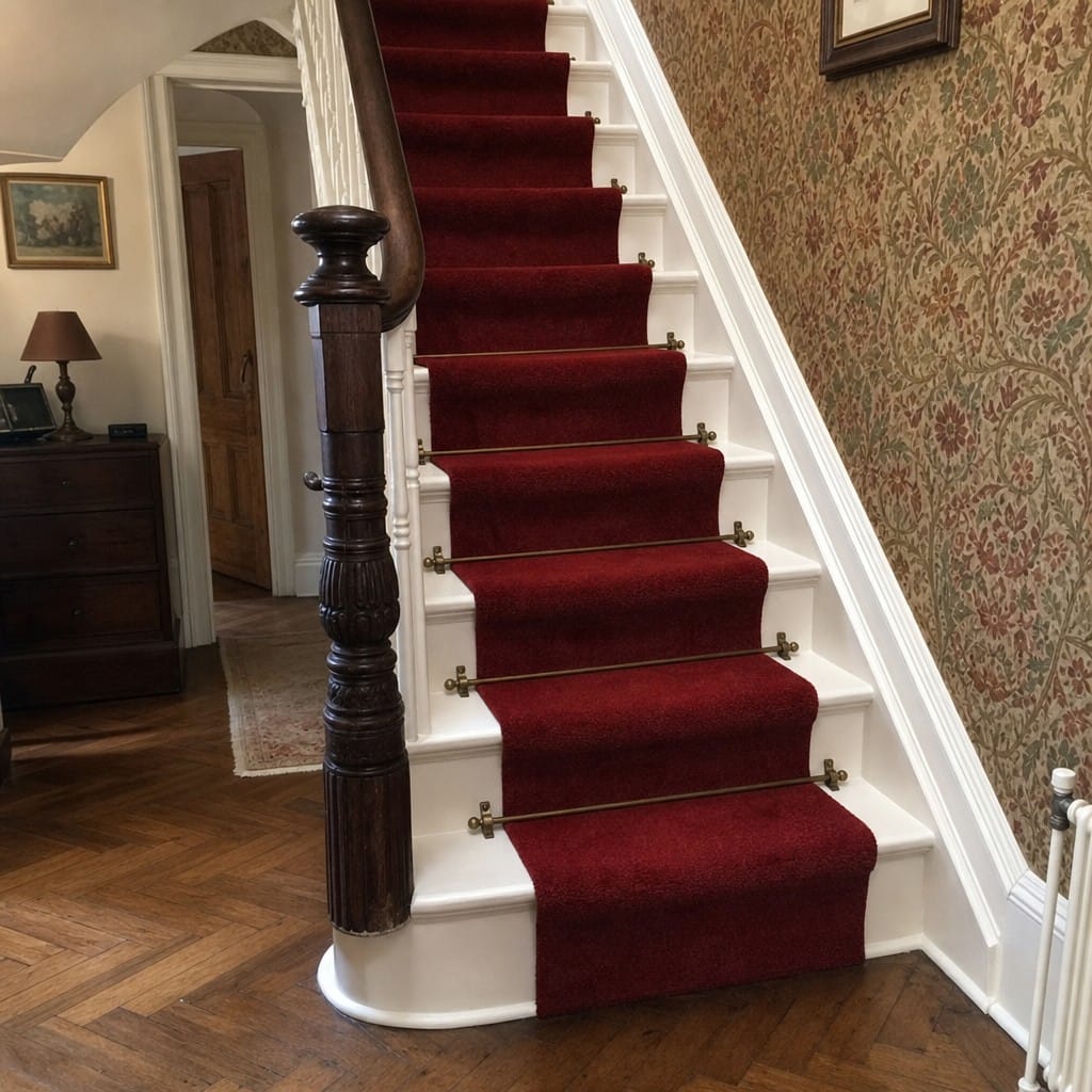 Customer photo review of Bronze Stair Rods for Carpet Runners — 9mm Hollow Rod, 4 Sizes