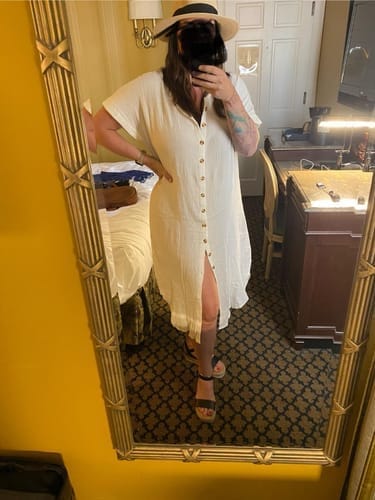 Customer photo review of Emoswim - Weißer einfarbiger langer Sonnenschutz-Cardigan Cover-Up