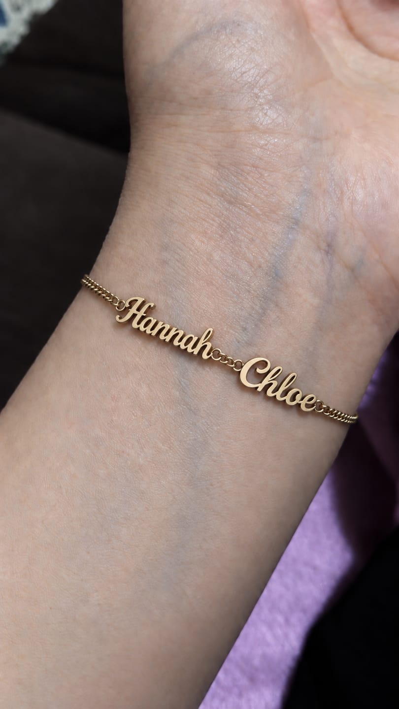 Customer photo review of Custom Script Name Bracelet