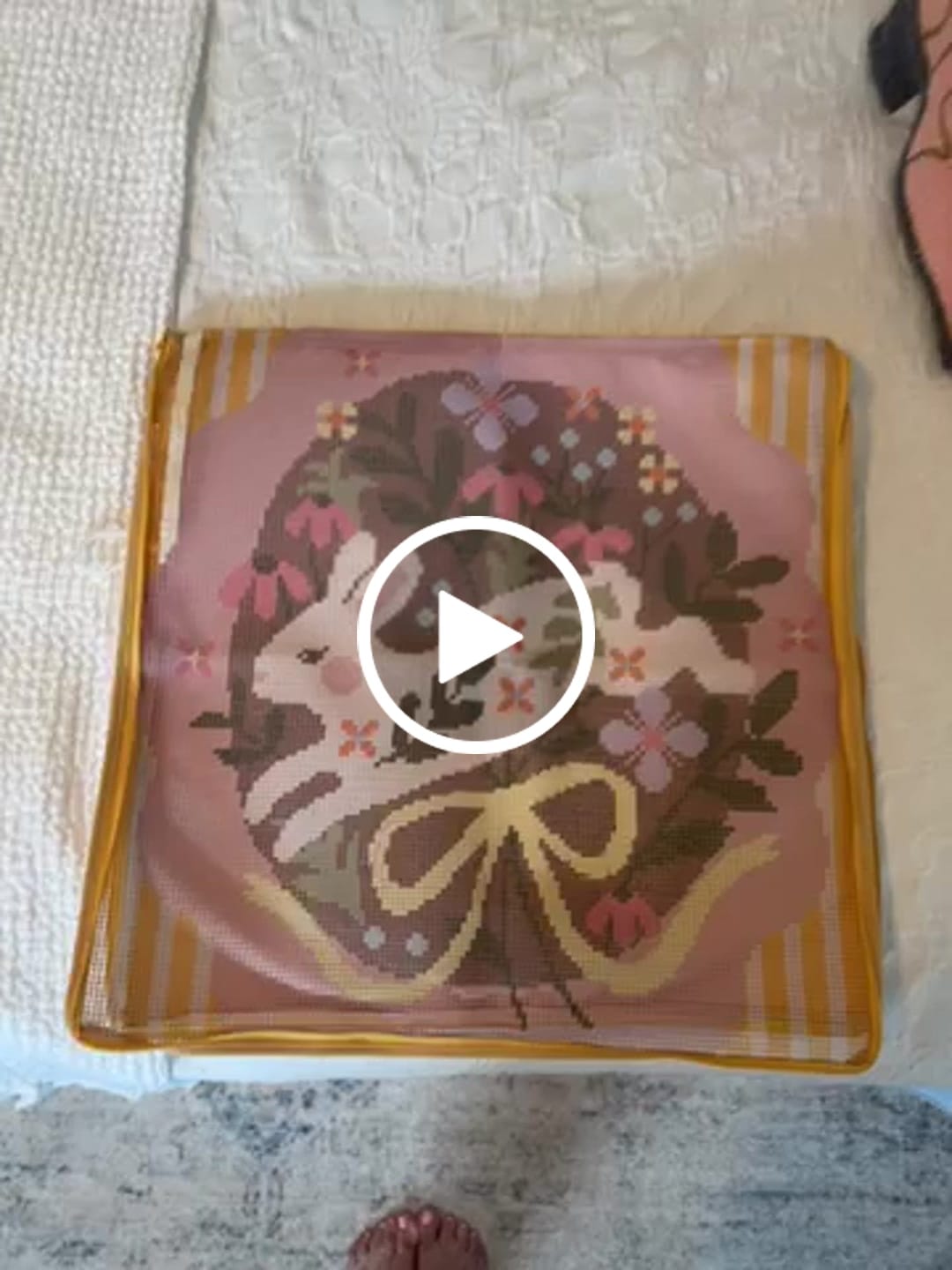 Customer video review of BOUNDING BUNNY - Tapestry Needlepoint Cushion Kit