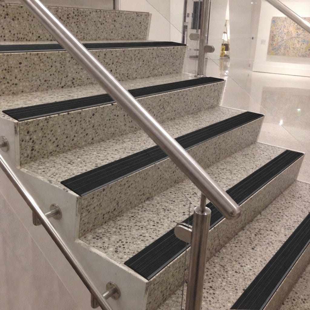 Customer photo review of Raked Back Stair Nosing 63.5x30mm Aluminium Cut to Any Size