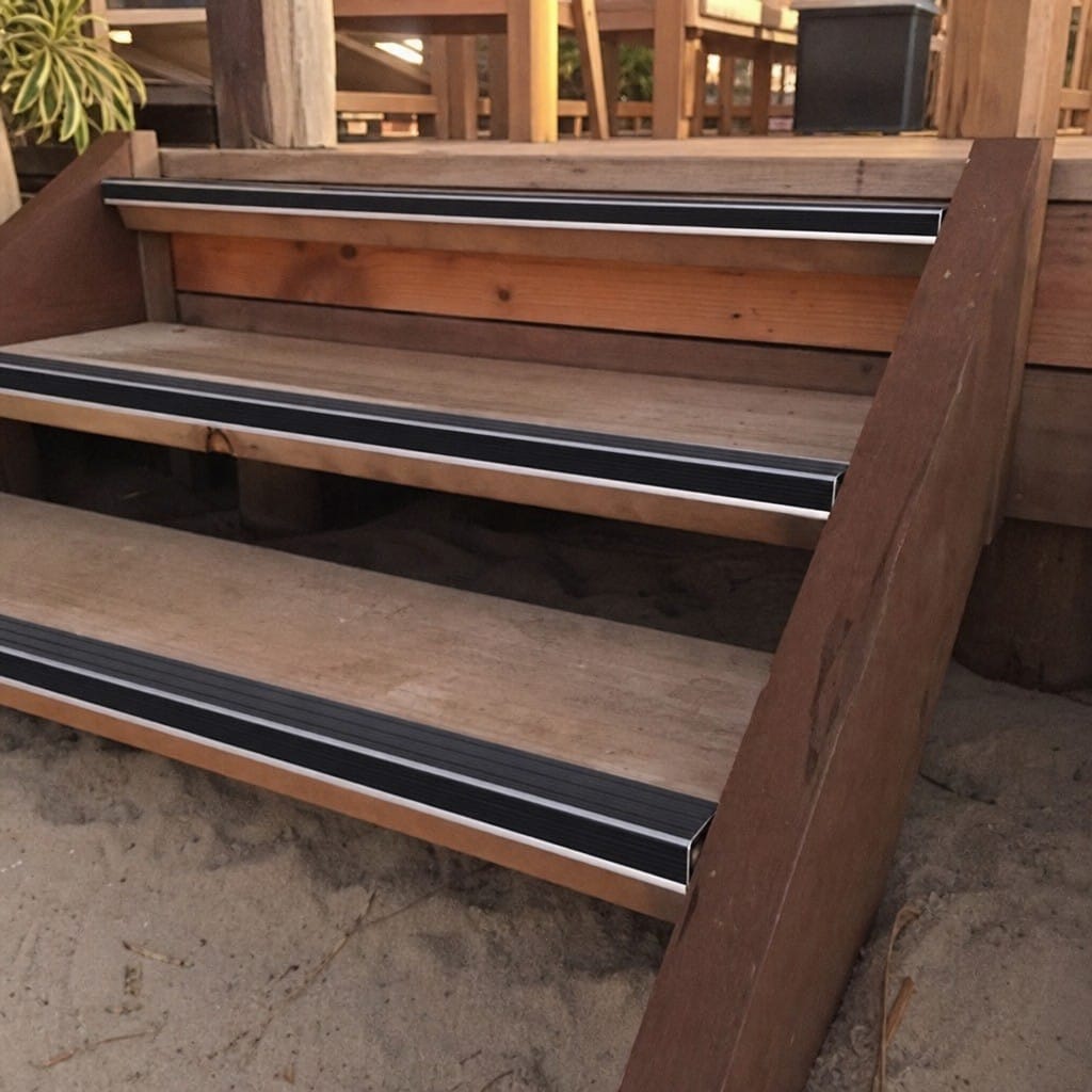 Customer photo review of Slimline Raked Back Stair Nosing 59x30mm Aluminium Cut to Any Size