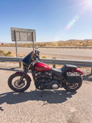 Customer photo review of 18L - Patriot Medium Motorcycle Throw Over Saddlebags for Harley Softail Street Bob FXBB/S