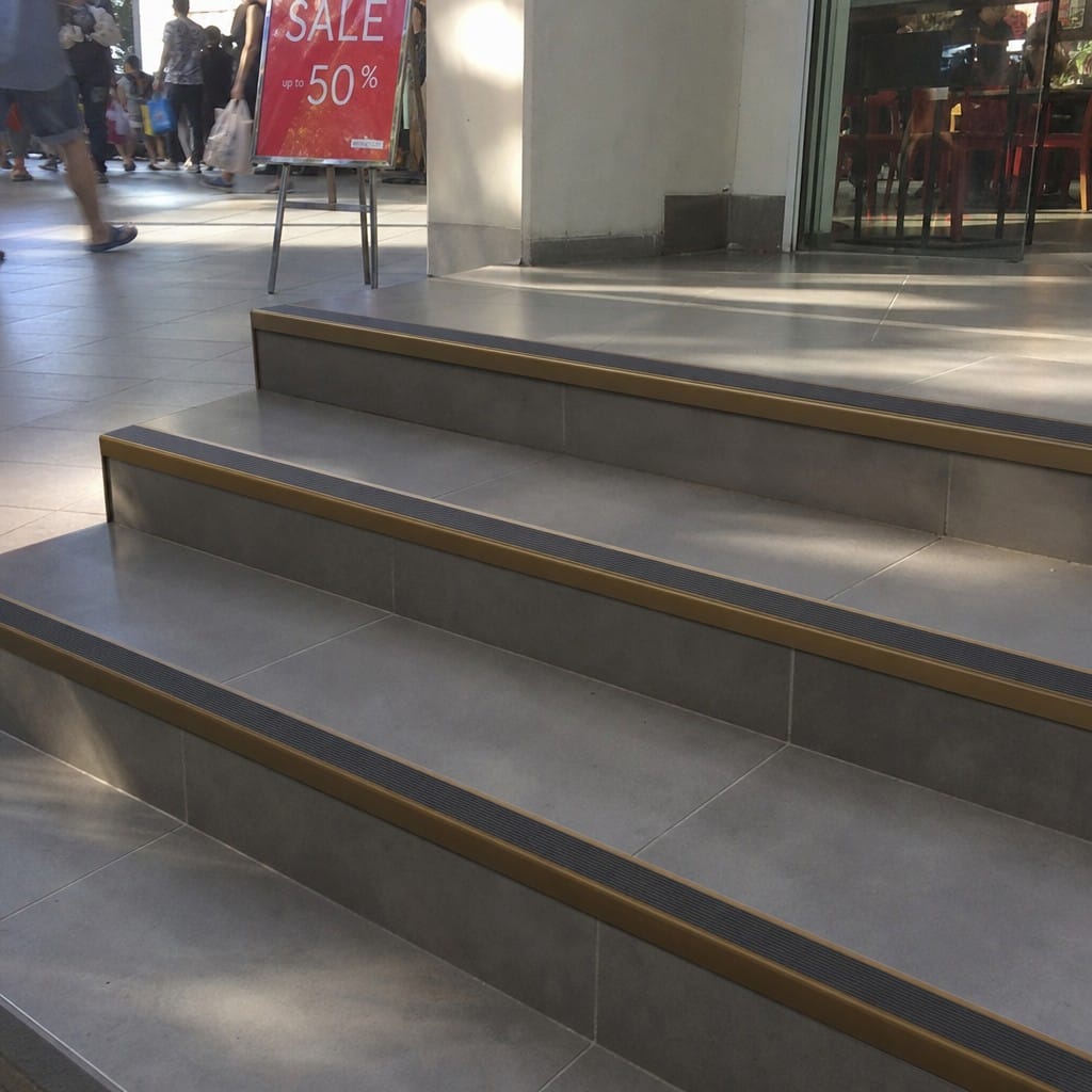 Customer photo review of Aluminium Stair Nosing 63.3x30mm Square Front, Bronze & Black