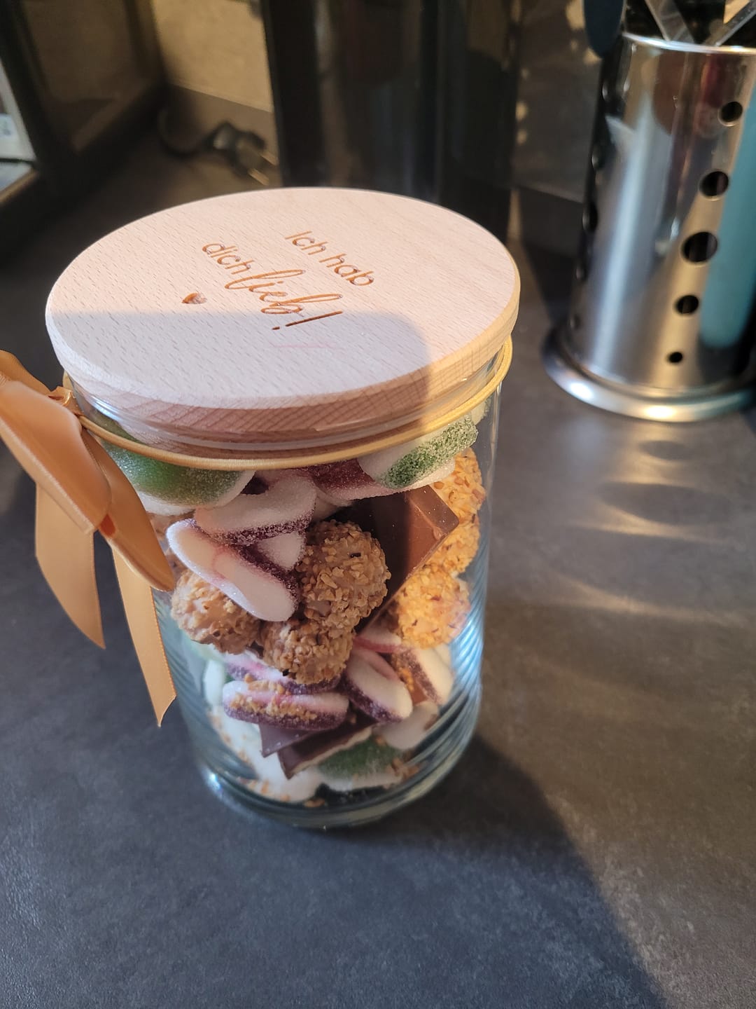 Customer photo review of Geschenkglas „Ich hab dich lieb“