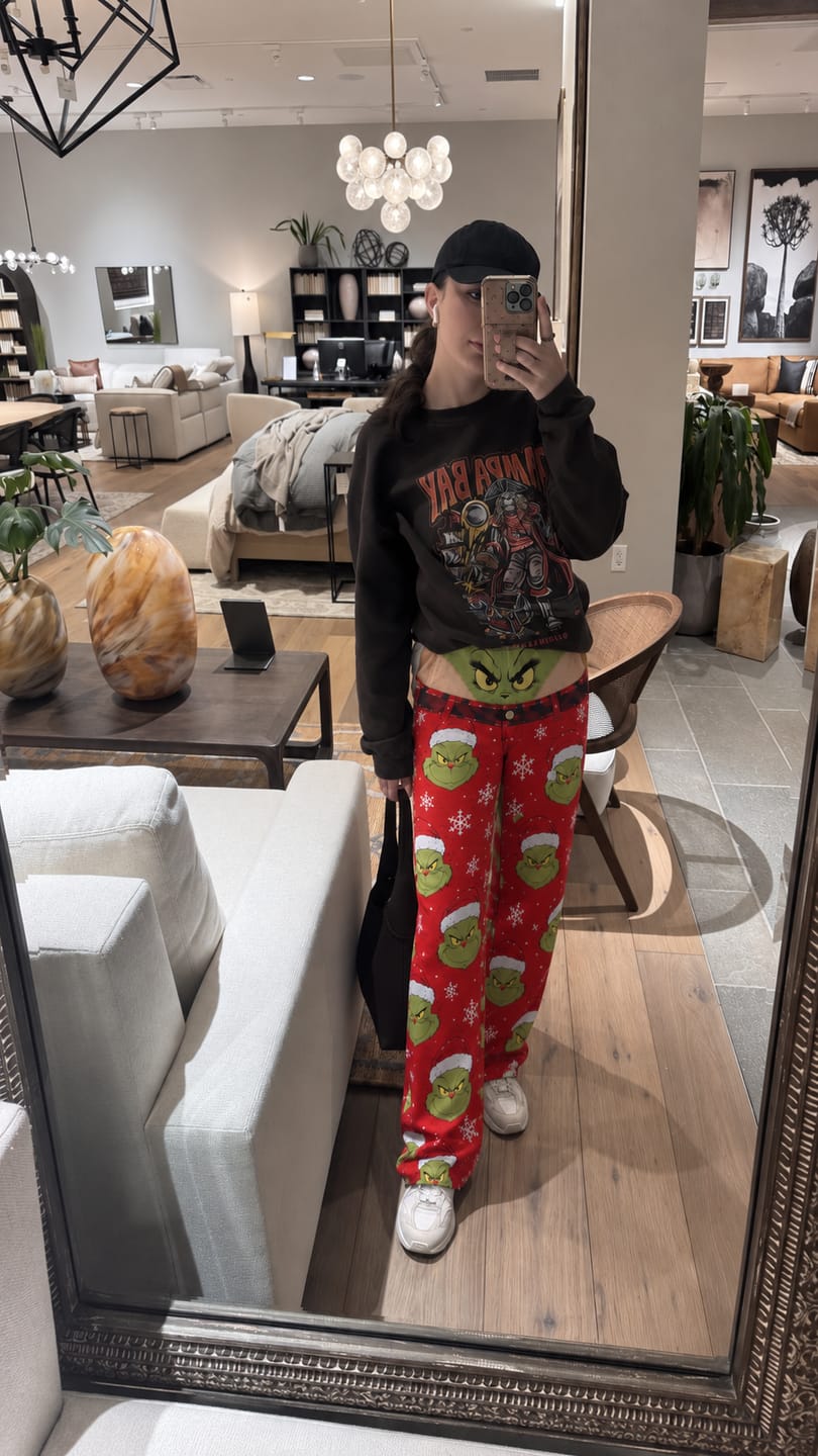 Customer photo review of Funny Christmas Pajama Pants with Ho Ho Ho and Bite Me Print - Unisex Novelty Lounge Pants