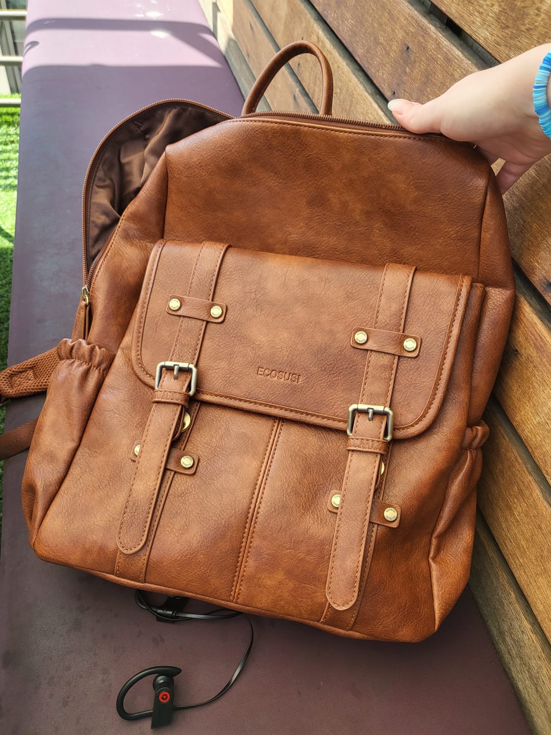 Customer photo review of Scarlett Flip Zipper Vegan 15.6-Inch Backpack