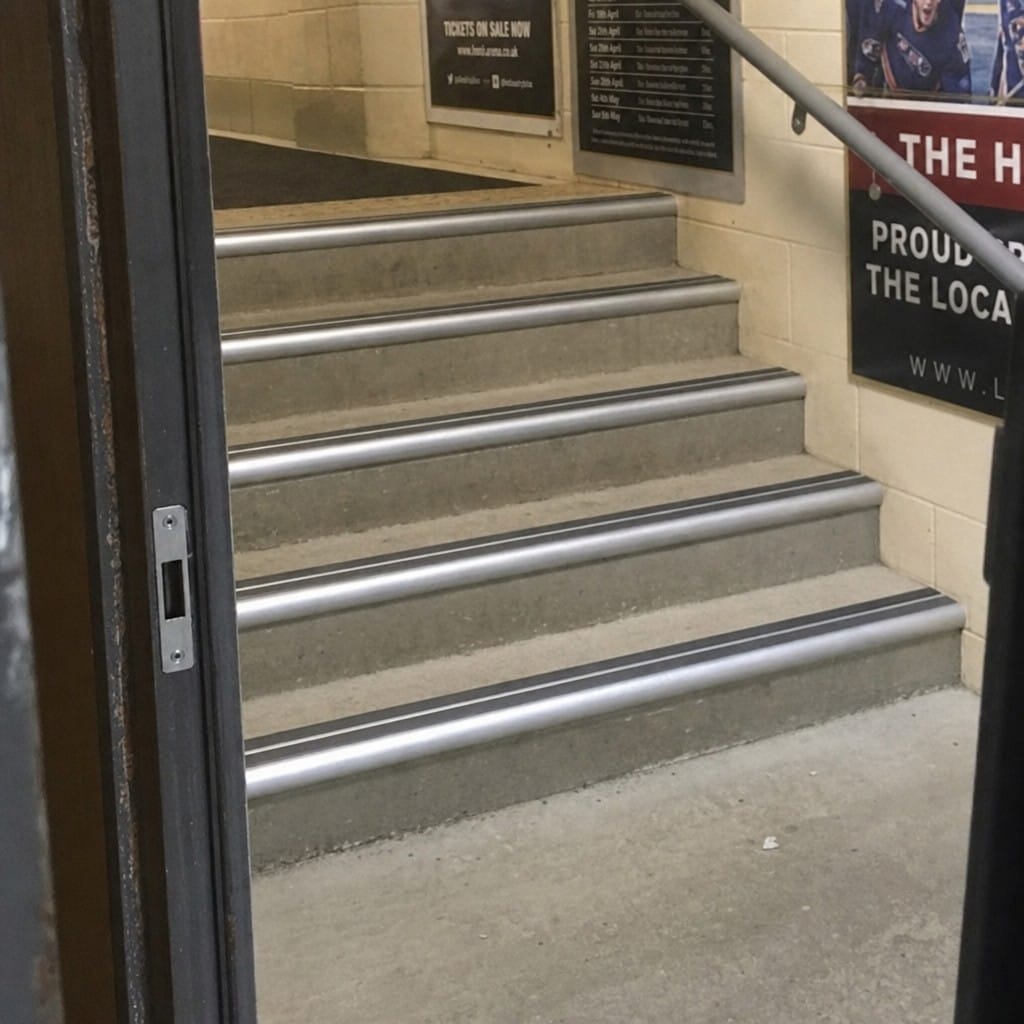 Customer photo review of Aluminium Stair Nosing 90mm Bullnose Twin Insert, 3.22m