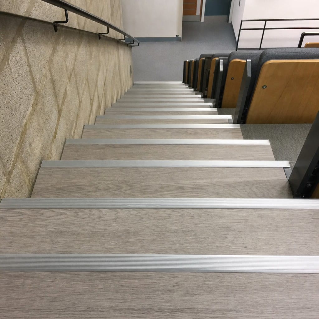 Customer photo review of Aluminium Stair Nosing 28 x 14.5mm Push-In Edge Trim for 5mm LVT