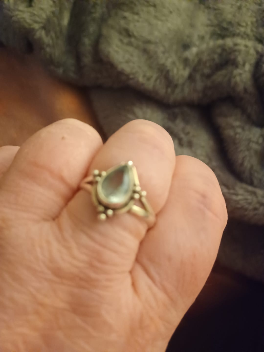 Customer photo review of Teardrop Aquamarine Ring Sterling Silver