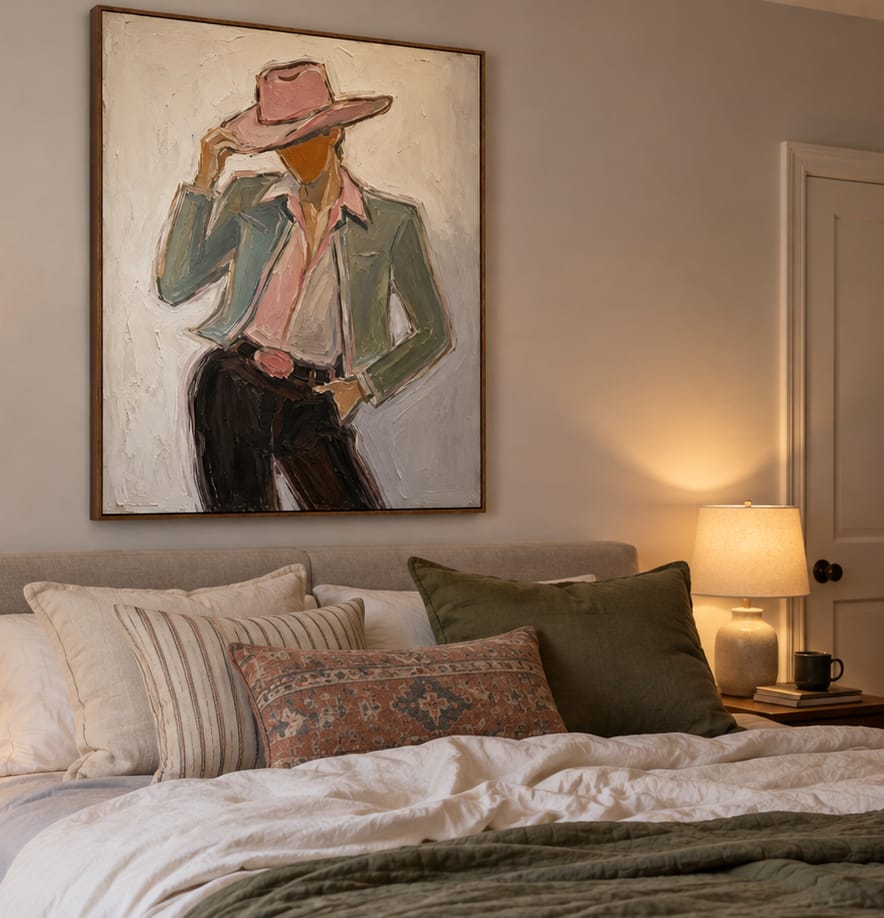 Customer photo review of Dust Rose-Cowgirl Oil Painting