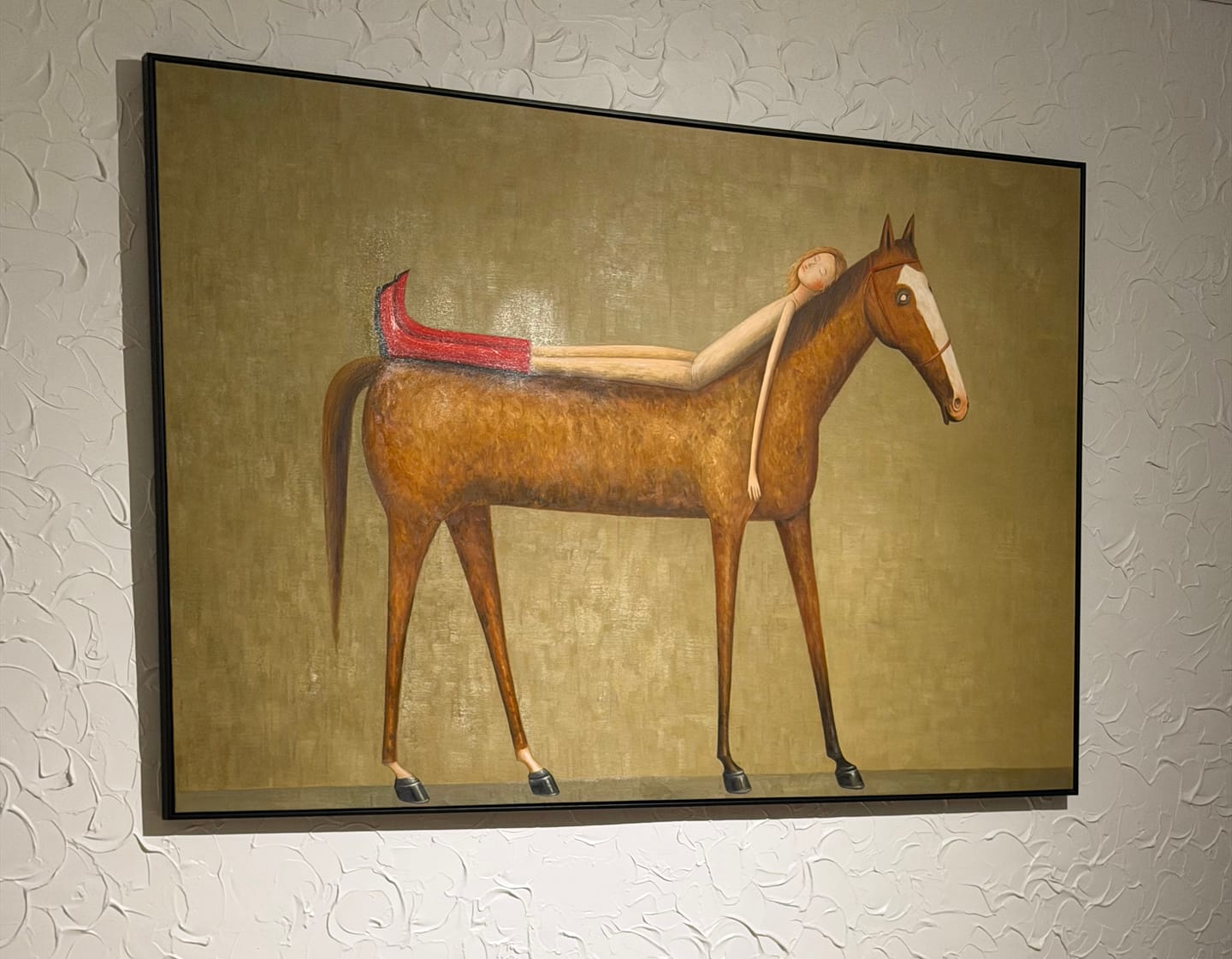 Customer photo review of Dreamy Companion – Modern Whimsical Canvas Art | Minimalist Surrealism Living Room Art