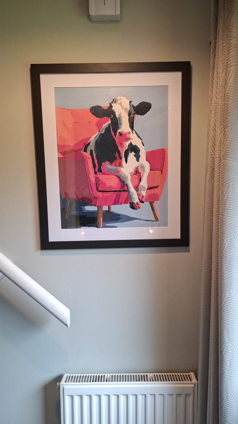 Customer photo review of Cow on Couch | Paint by Number