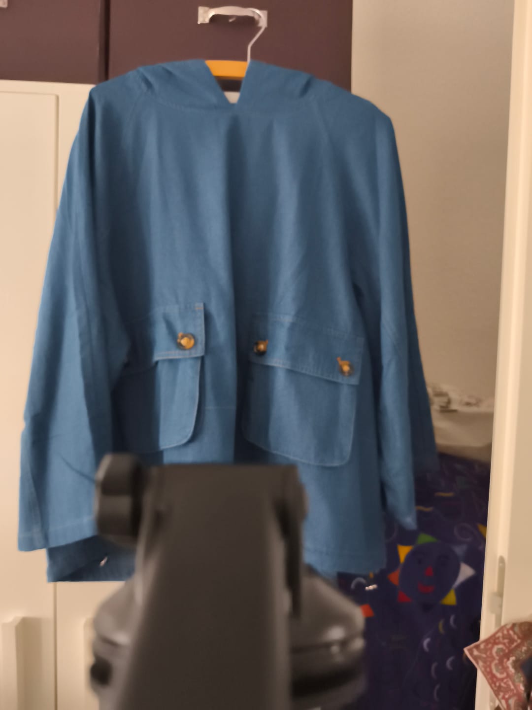 Customer photo review of Plus Size Loose Solid Color Drawstring Denim Hoodie