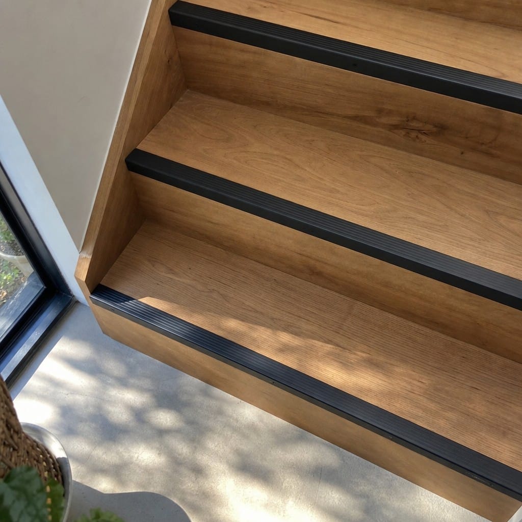 Customer photo review of Aluminium Stair Nosing 62x32mm Square Edge Cut to Any Size