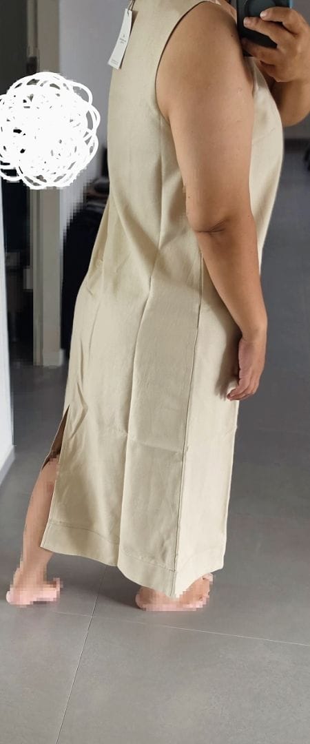 Customer photo review of V-Neck Linen Sleeveless Midaxi Dress With Back Slit
