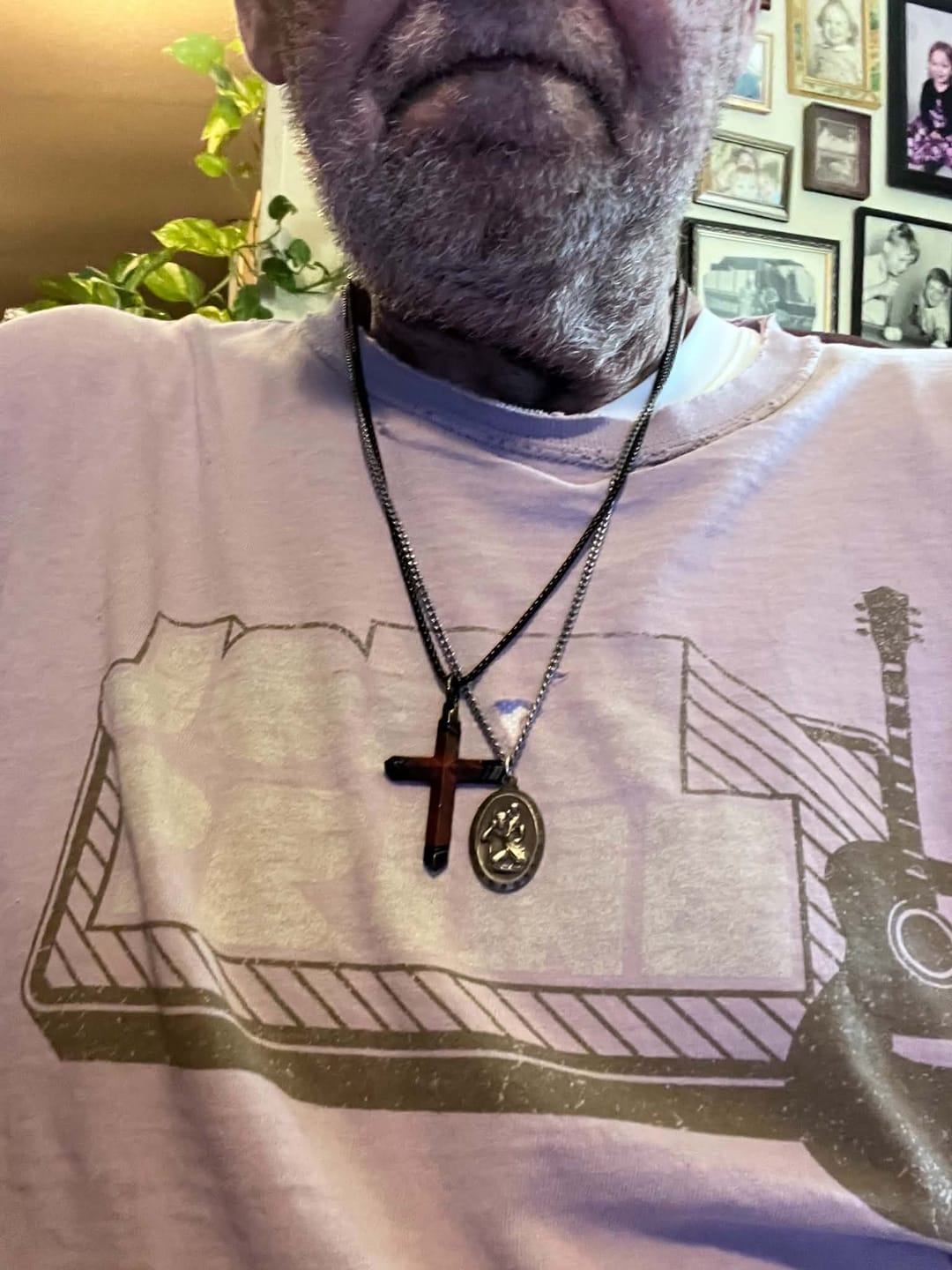 Customer photo review of FREE Today: Multicolor Stainless Steel Inlaid Wooden Cross Pendant Box Chain Necklace