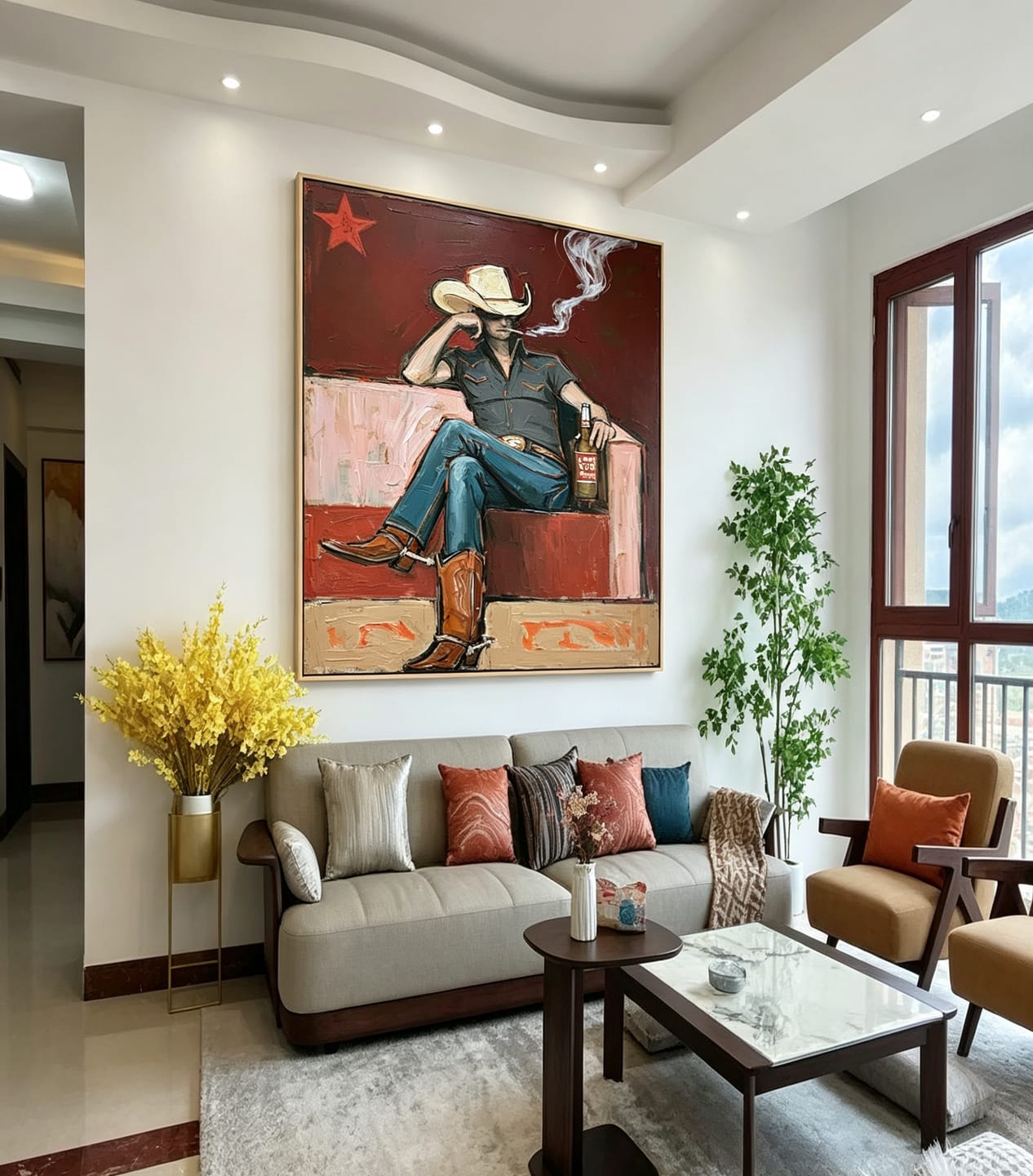 Customer photo review of After Hours-Smoking Cowboy Oil Painting