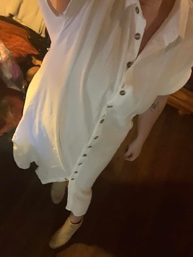 Customer photo review of Emoswim - Weißer einfarbiger langer Sonnenschutz-Cardigan Cover-Up