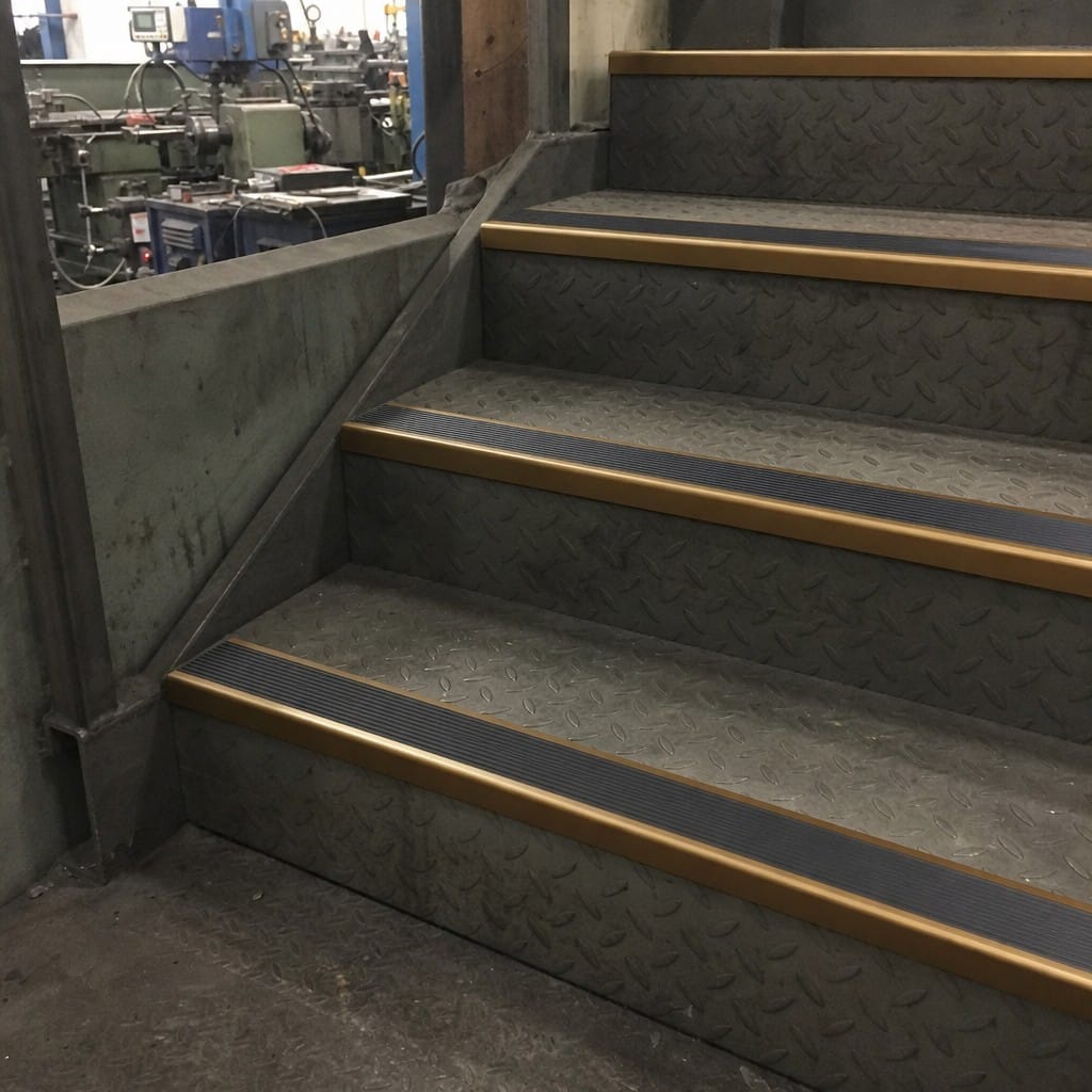 Customer photo review of Aluminium Stair Nosing 63.3x30mm Square Front, Bronze & Black