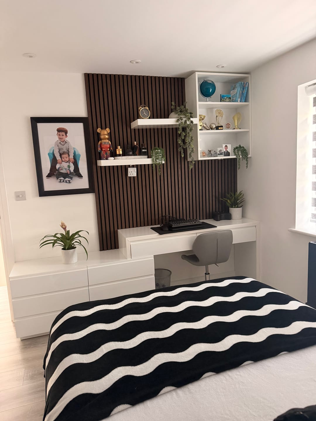 Customer photo review of SlatWall Acoustic Black Walnut Slatted Wall Panel