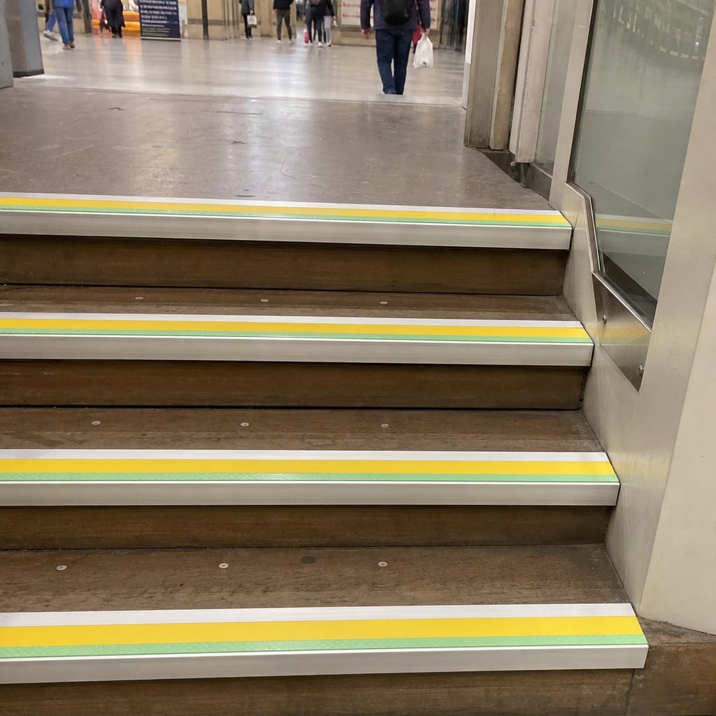 Customer photo review of Aluminium Stair Nosing 67x55mm Photoluminescent Square Edge, DDA Compliant