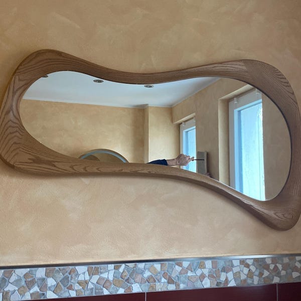 Customer photo review of Oak Asymmetrical Wall Mirror – Wren