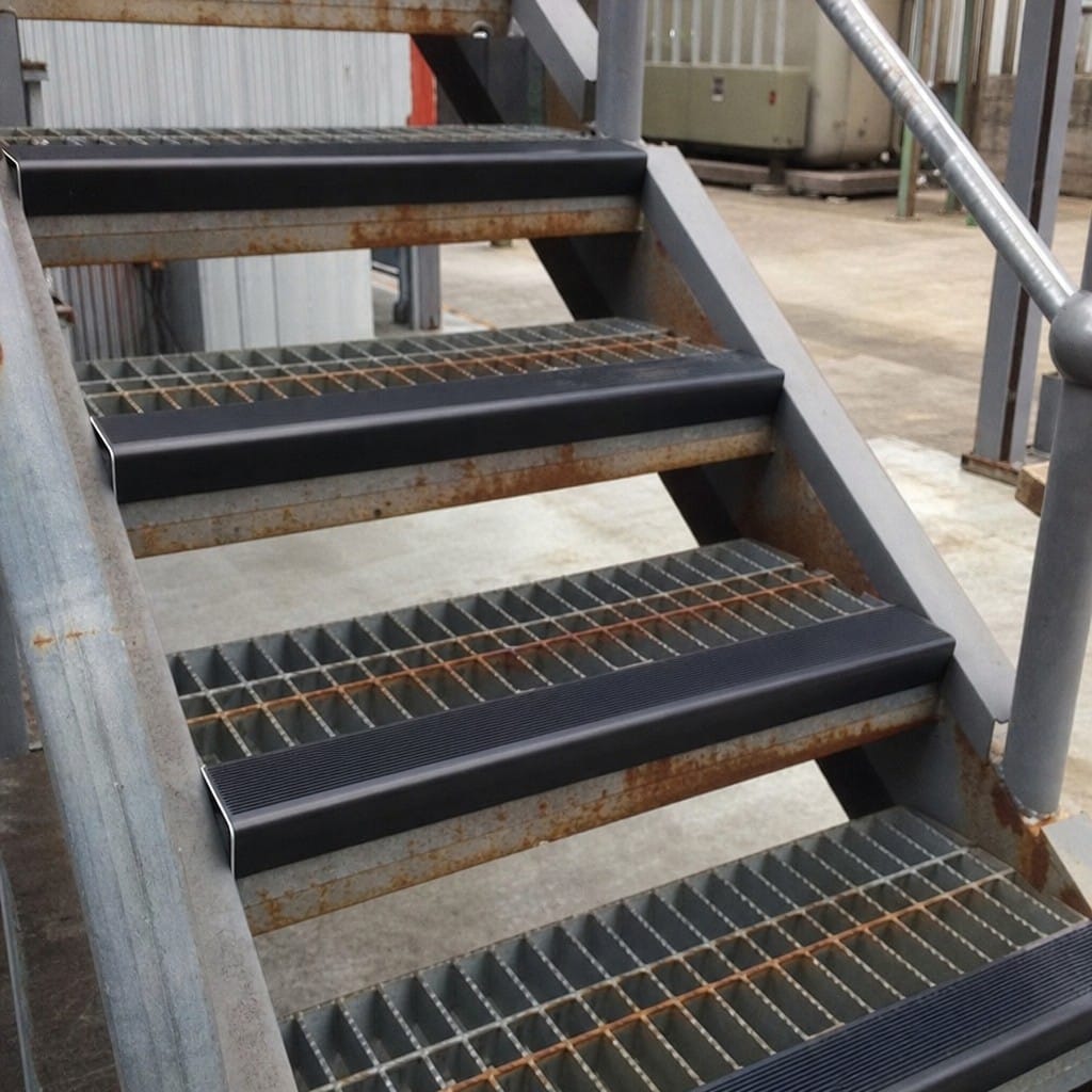 Customer photo review of Raked Back Stair Nosing 62x55mm Aluminium Cut to Any Size