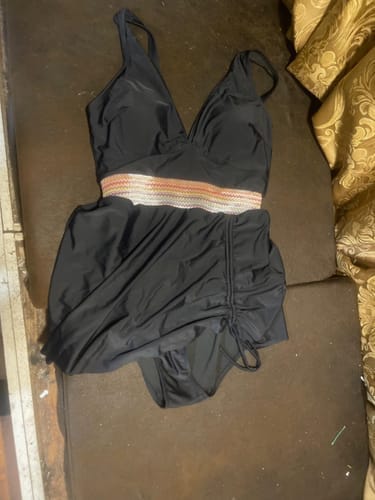 Customer photo review of Emoswim - Damen Badekleid Bauchweg Badeanzüge Schlankmachend Colorblock Kordelzug Bademode